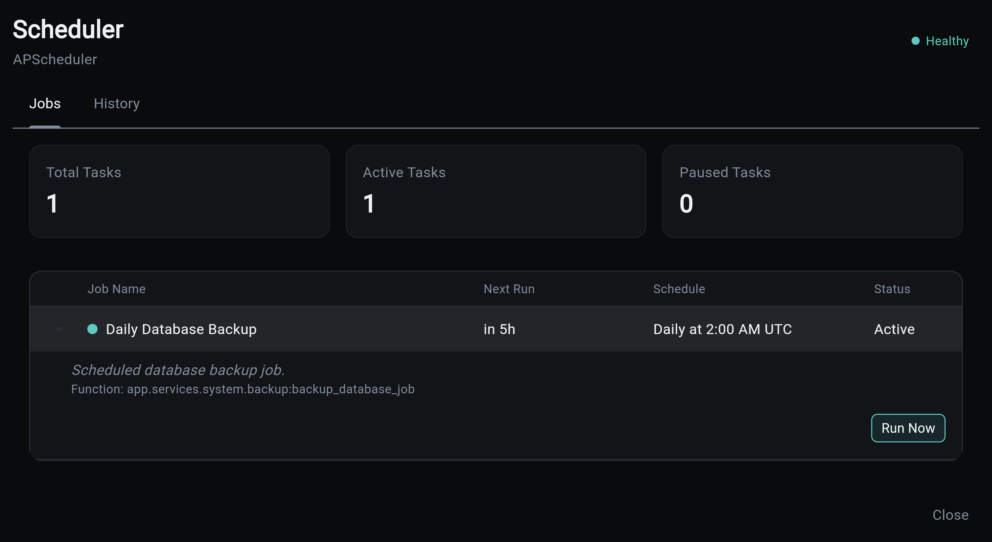 Scheduler Jobs Tab